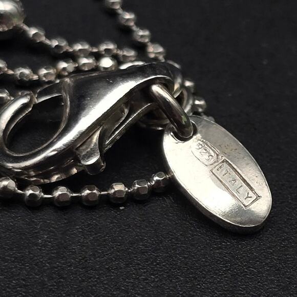 Sterling Silver Layered Chain Necklace with Beads 925 Italy - Picture 4 of 5